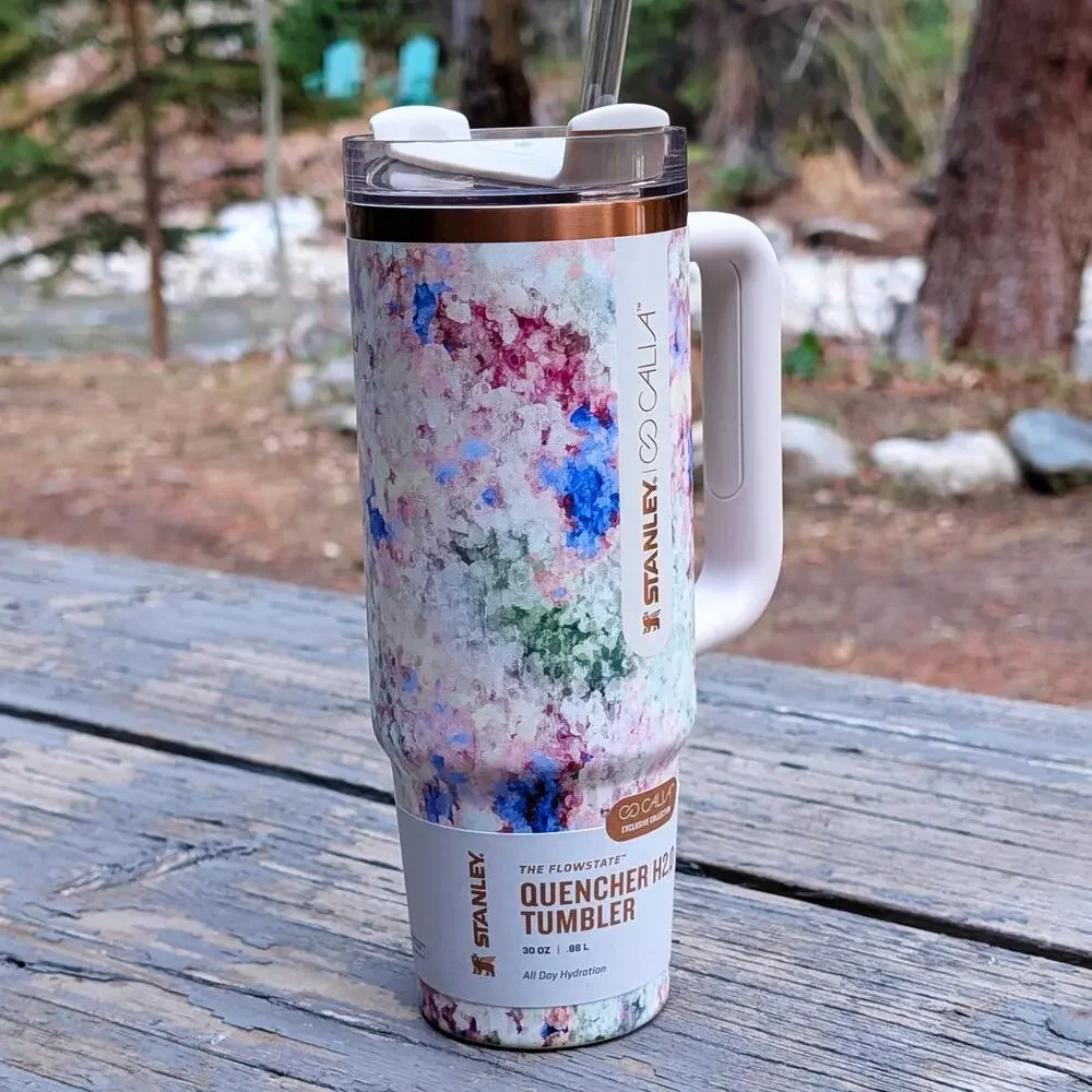 NEW Stanley Quencher H2.0 30oz Tumbler CALIA Exclusive Watercolor Floral Cup - Picture 3 of 9